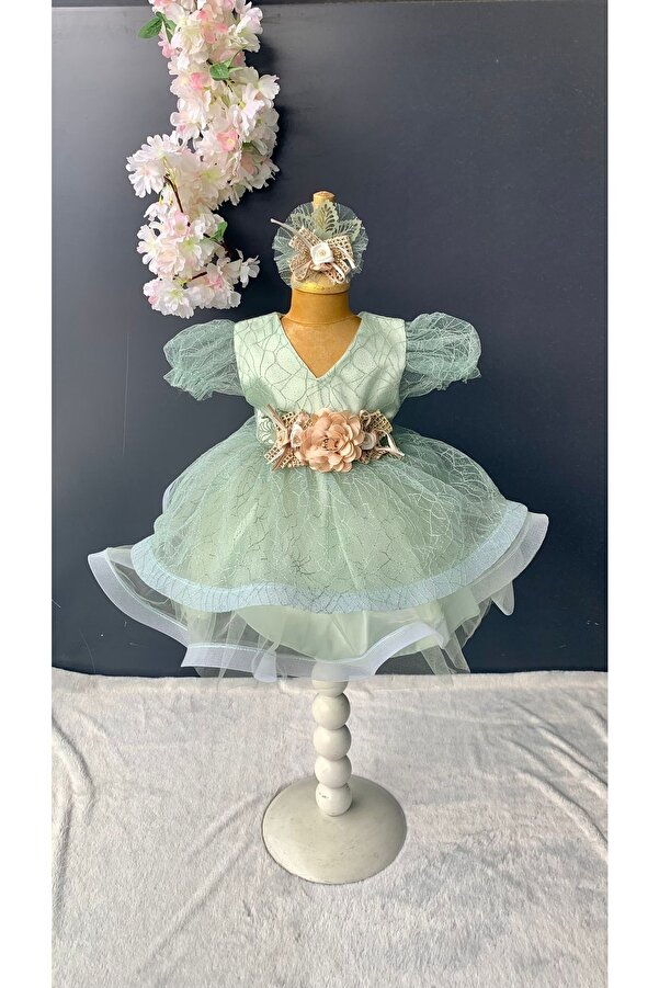 Petite Ponpon Baby Kız Bebek Yenidoğan Mevlüt Elbisesi Bebek Hediyelik Mevlütlük Elbise