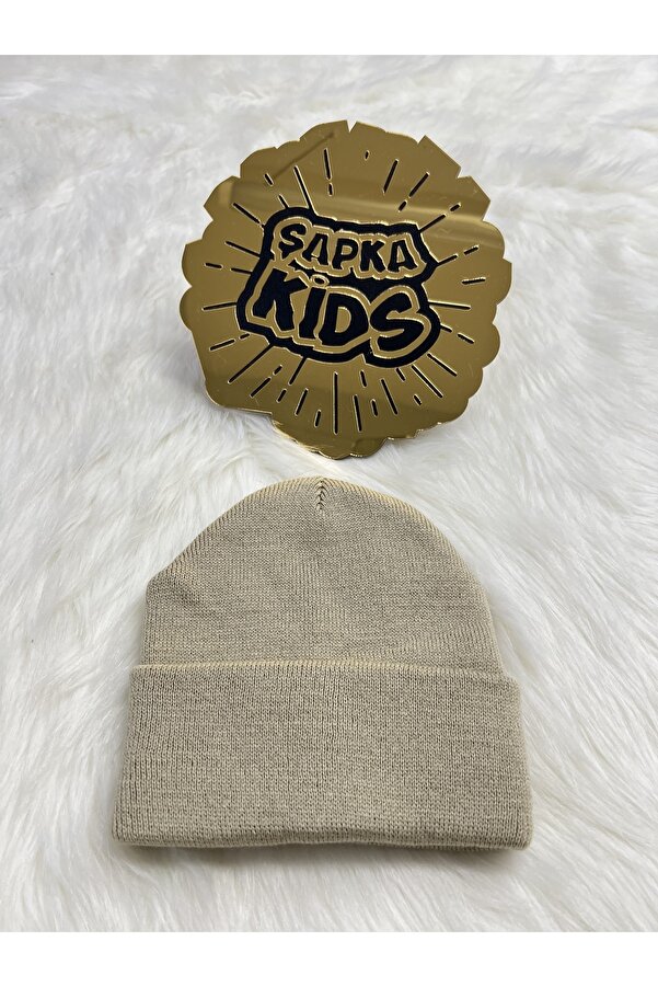ŞAPKAKİDS Bej Düz Bere