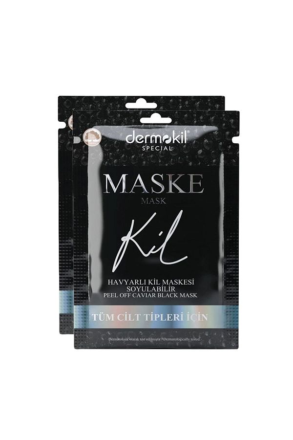 Dermokil-قناع الوجه بالطين الأسود مع الكافيار القابل للتقشير لجميع أنواع البشرة 15 مل × 2 قطعة 1