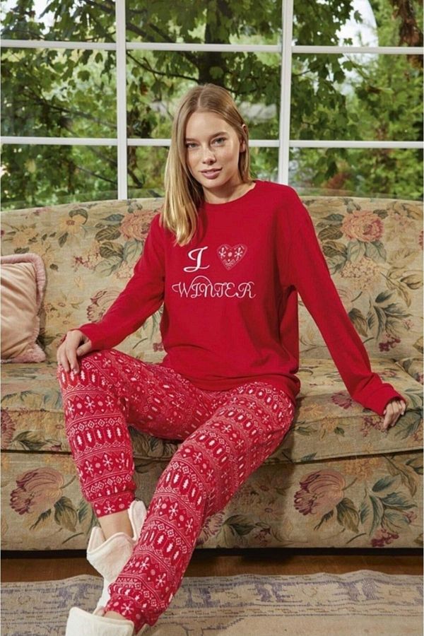 Aydo an Women s Thermal Red Pajama Set