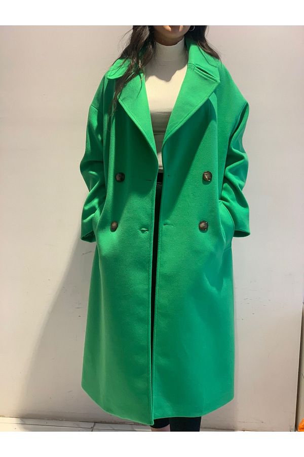 AYHAN-Double Breasted Collar Coat with Double Pockets and Buttons 1