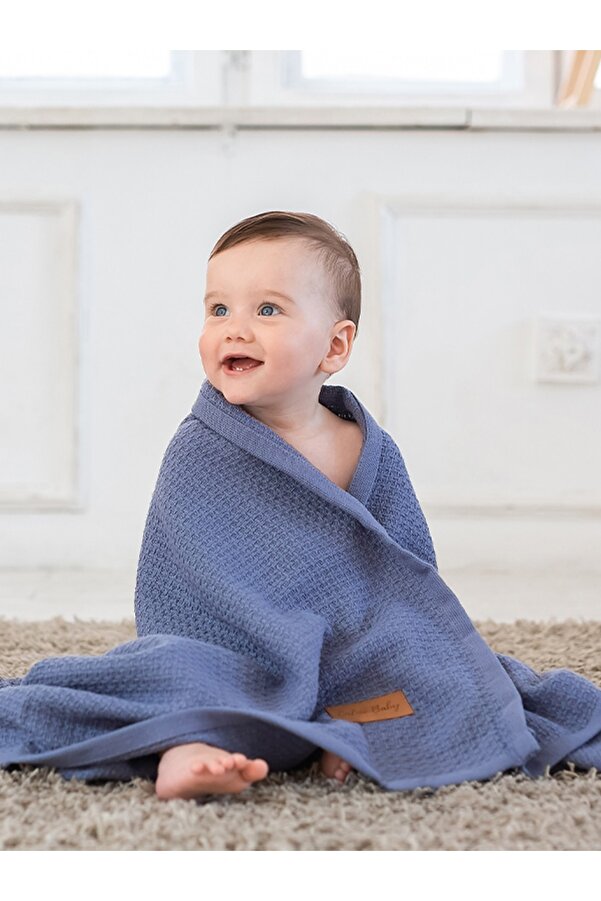 Caline Baby Unisex Mavi Pamuk Bebek Pikesi 115x100cm