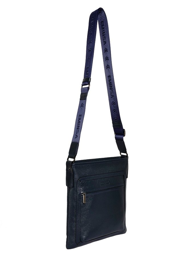 Eminsa Men s Navy Blue Genuine Leather Thin Shoulder Bag Trendyol