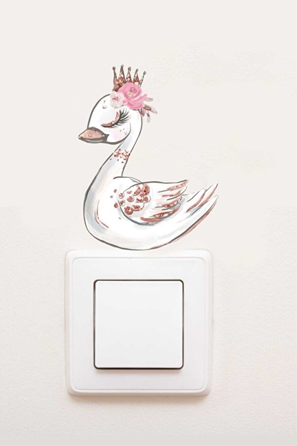 Piksel Grafik Kuğu Çocuk Odası Priz Sticker