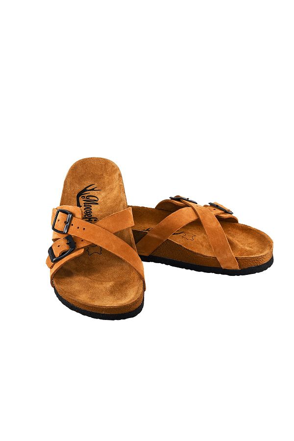 Moosefield-Genuine Leather Brown Women's Slippers 1