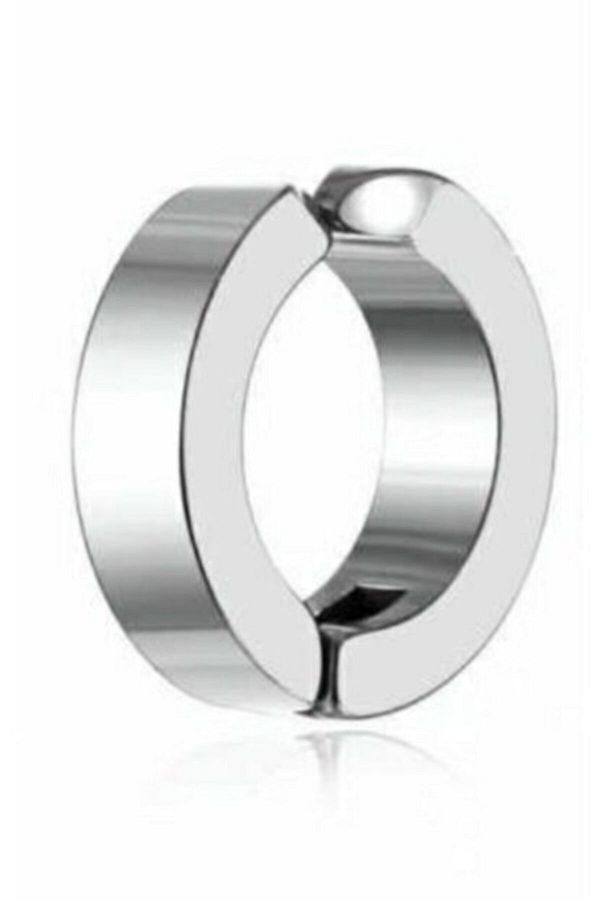 Kirpi-Silver Color Steel Compression Hoop Earrings (1 Piece) 1