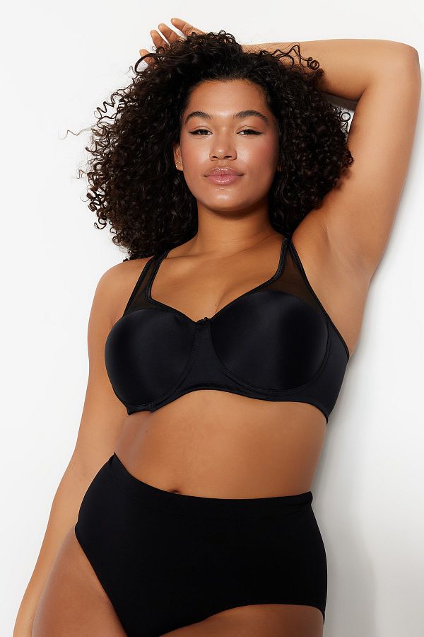 Trendyol Curve-Plus Size BH mit Raffung und Mesh-Details – festes Finish, bügelbar TBBAW23CW00004 1