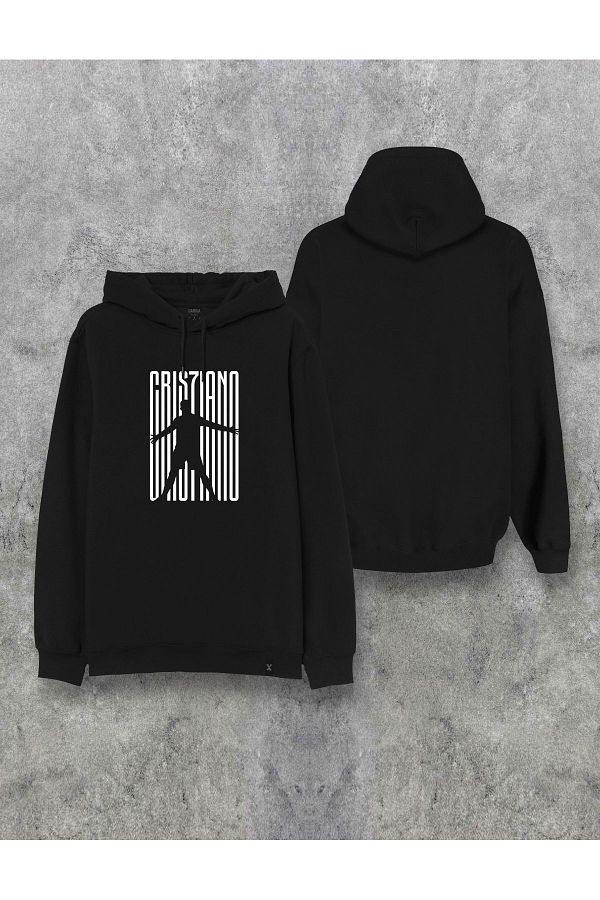 Darkia Men s Black Cristiano Ronaldo Logo Printed Hooded Design Hoodie Sweatshirt Trendyol