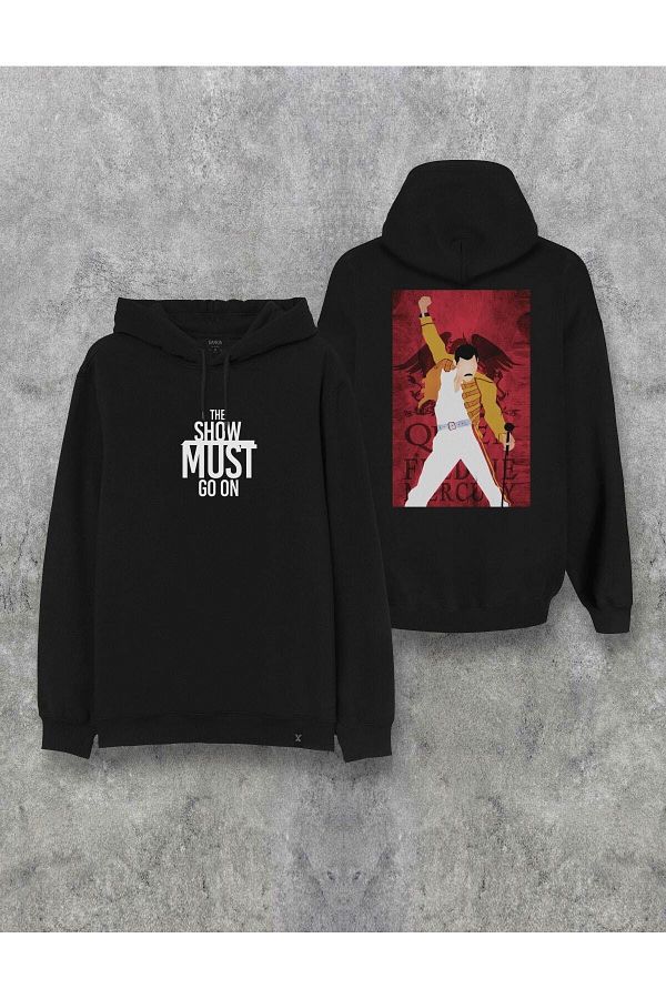 Darkia-Freddie Mercury Show Must Go On Printed Hooded Design Hoodie 1