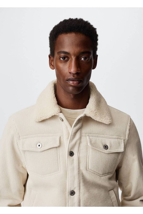 MANGO Man Corduroy Jacket with Fur Collar Trendyol