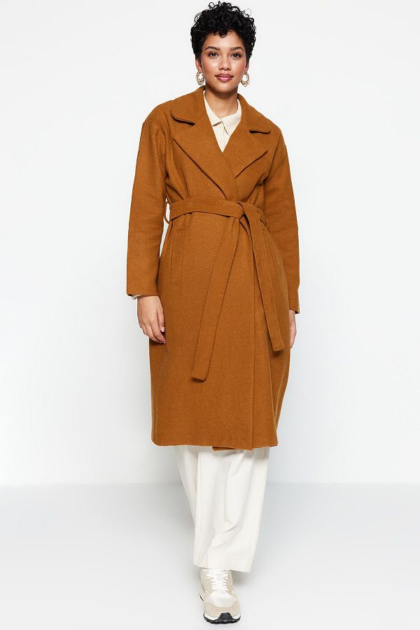 Trendyol Modest-Kabát s velbloudí bundou a límcem s podšívkou TCTAW22AB0008 1