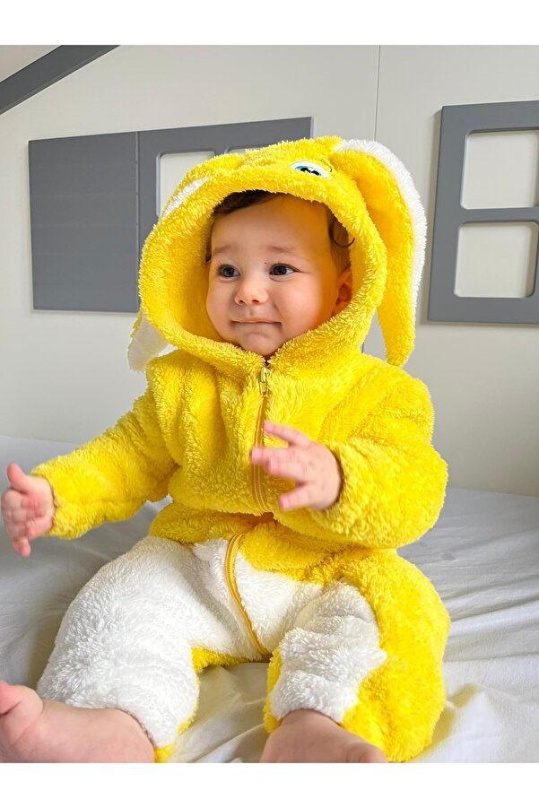 Minizade Welsoft Peluş Unisex Fermuarlı Kışlık Tavşan Bebek Uyku Tulumu