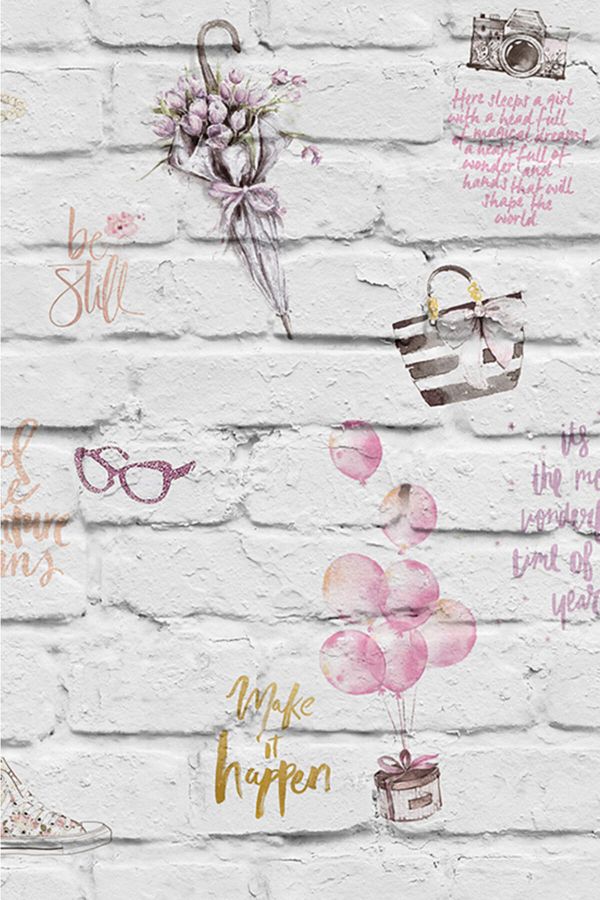 Decowall Armani Pink Brick Patterned Wallpaper 3016 01 Trendyol