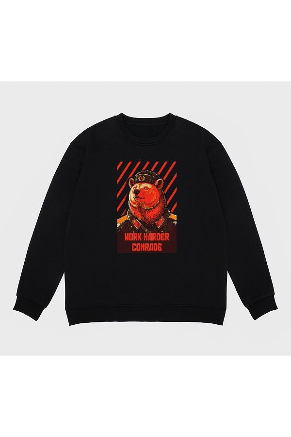 MyNero-Unisex Black Sweatshirt Vote Soviet Bear - Russian Bear Meme Essential _al1406 1