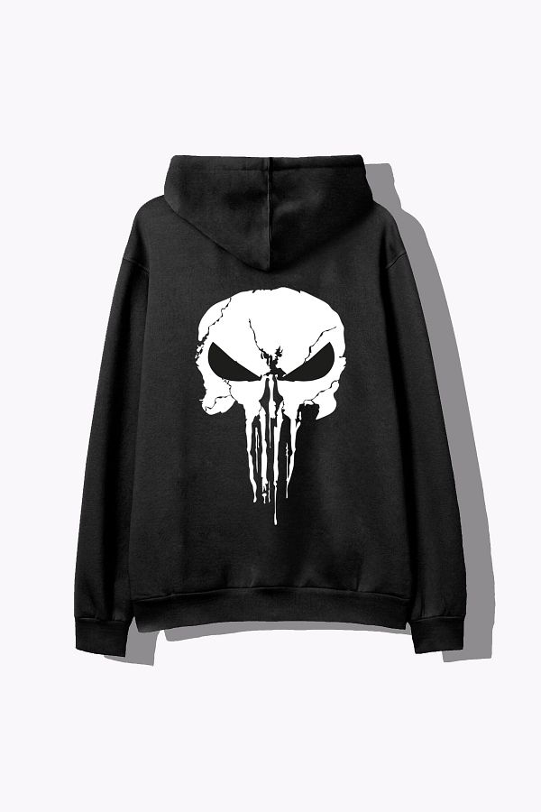 Black punisher hoodie top