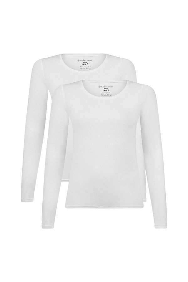 Bamboo Basics-LARA Damen-Ticket – 2er-Pack, lange Ärmel, Unterhemd, Rundhals, Uni 1