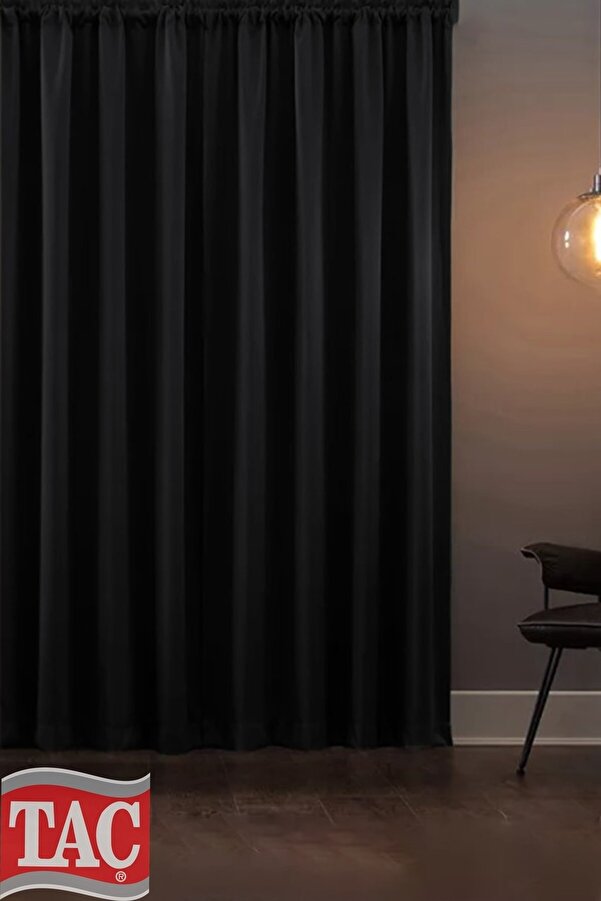 PERDECITY Taç Blackout Işık Geçirmez Fon Perde Siyah Pilesiz Düz Karartma Güneşlik