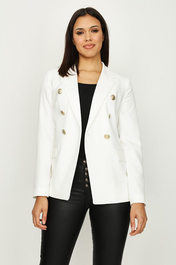 Gold blazer jacket womens best sale