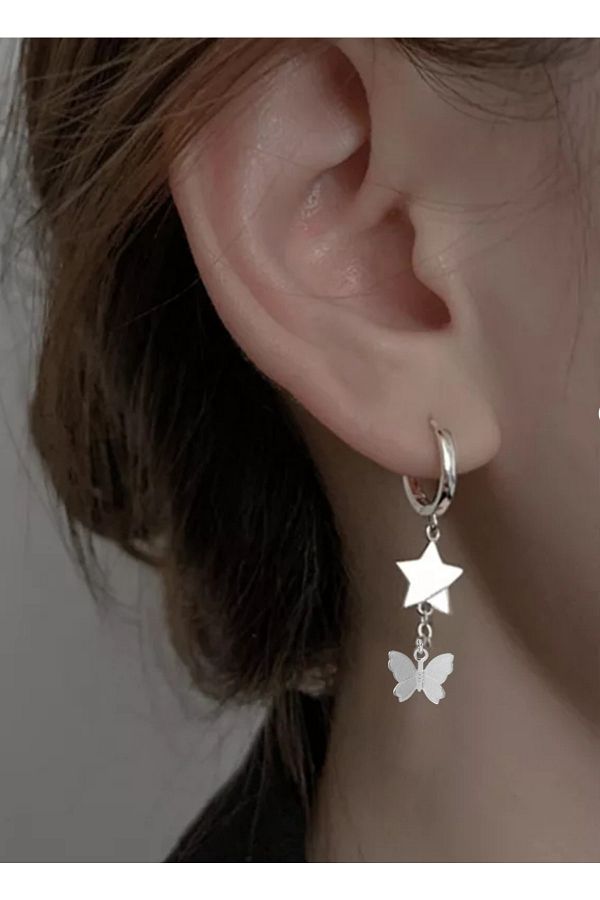 Star dangle hoop earrings top
