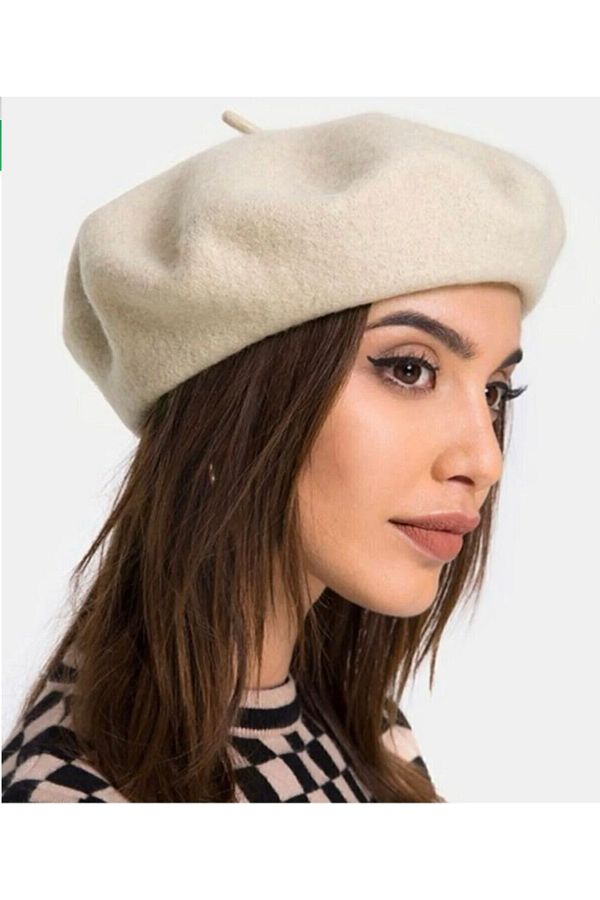 Mathilda Aksesuar-Ecru French Painter Felt Beret 1