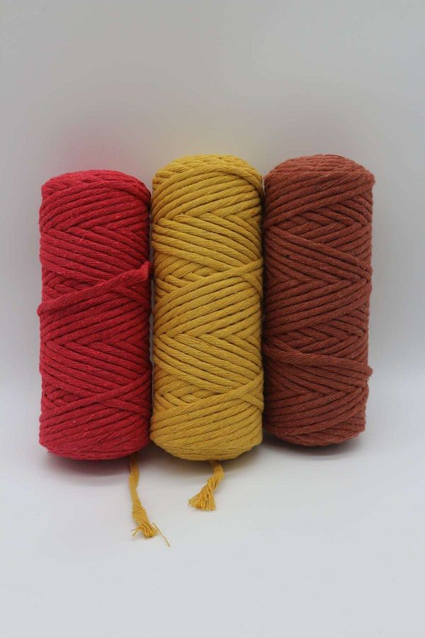 Hobimos-Macrame Thread 3 Pieces 250 Grams 3 Mm Single Twist Screwable Cotton Macrame Thread 1