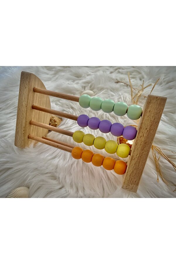 DORU Doğal Ahşap Organik Montessori Abaküs Oyuncak Matematik Zeka Bebek Çocuk Odası Dekor Hediyelik