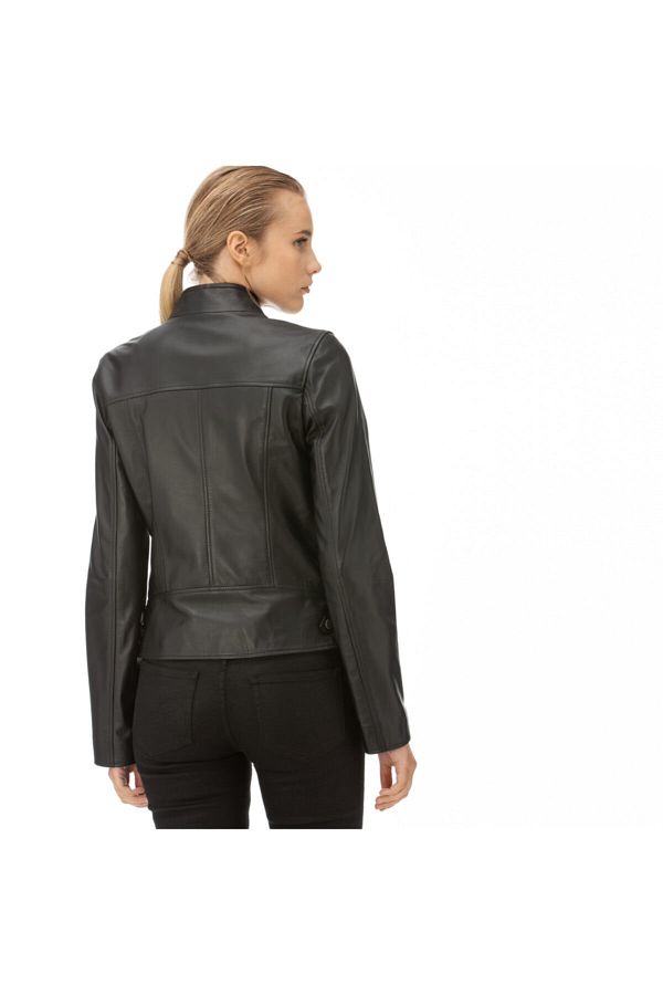Lacoste Women s Black Leather Jacket Bf2059 Trendyol