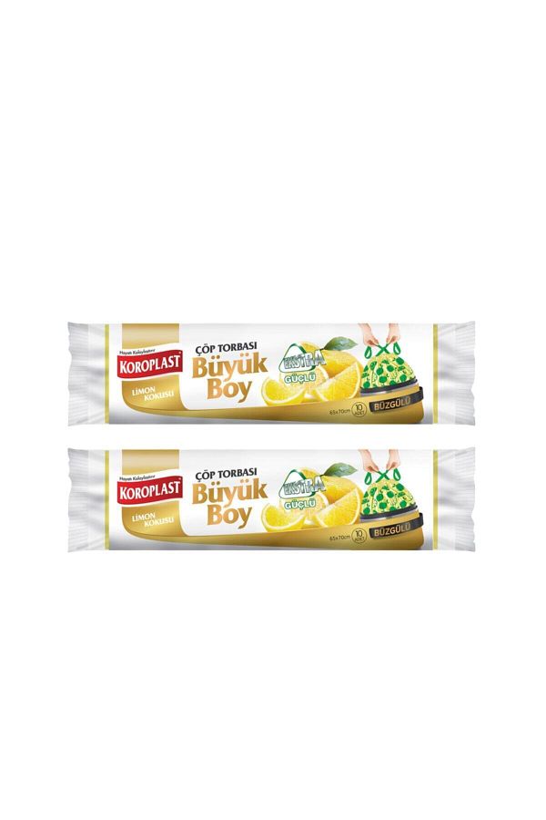 Sarcina-Koroplast Extra Strong Large Size Lemon Scented Drawstring Garbage Bag 65x70cm - 10 Pieces X 2 pcs 1