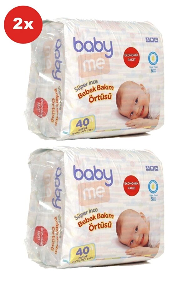 Baby Me Süper Ince Alt Değiştirme Örtüsü 60x90 Cm 40 Adet X 2 Adet