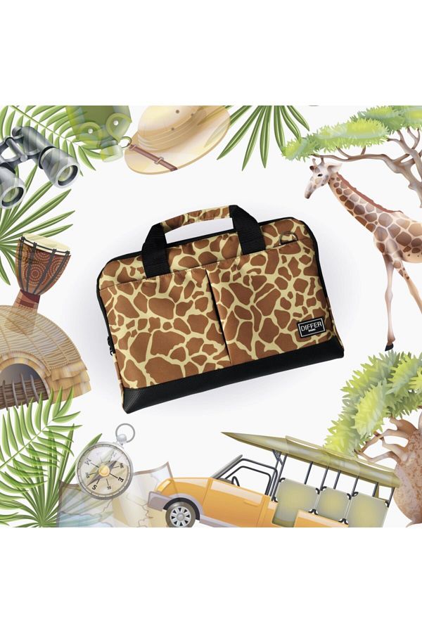Differ-13-14'' inch, Giraffe Pattern, Shoulder Strap and Cross Notebook Laptop Macbook Briefcase 1
