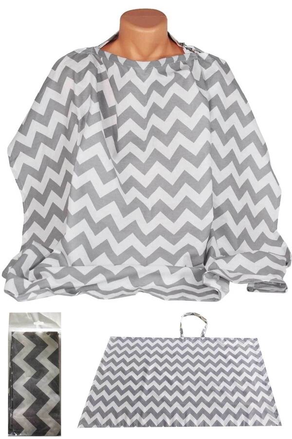 RevuBaby Duffel Emzirme Önlüğü Emzirme Örtüsü Gri-zizag