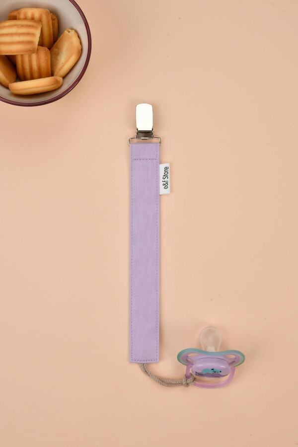 e&f Store %100 Pamuk Kumaşlı Emzik Askısı / Emzik Zinciri - Lila