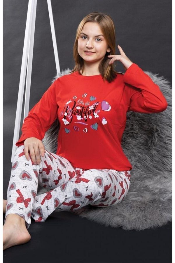 Pyjama Familya Young Girl s Long Sleeve Heart Shaped Seasonal Pajamas Trendyol