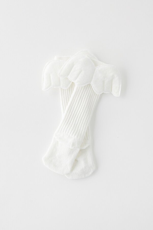 Banamio Kız Bebek Çocuk Melek Kanat Detaylı Çorap (BEYAZ)