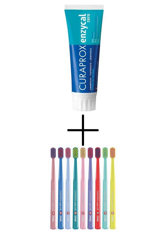 Curaprox-Cs 3960 Super Soft Toothbrush + Enzycal Zero Fluoride-Free Toothpaste 75ml 1