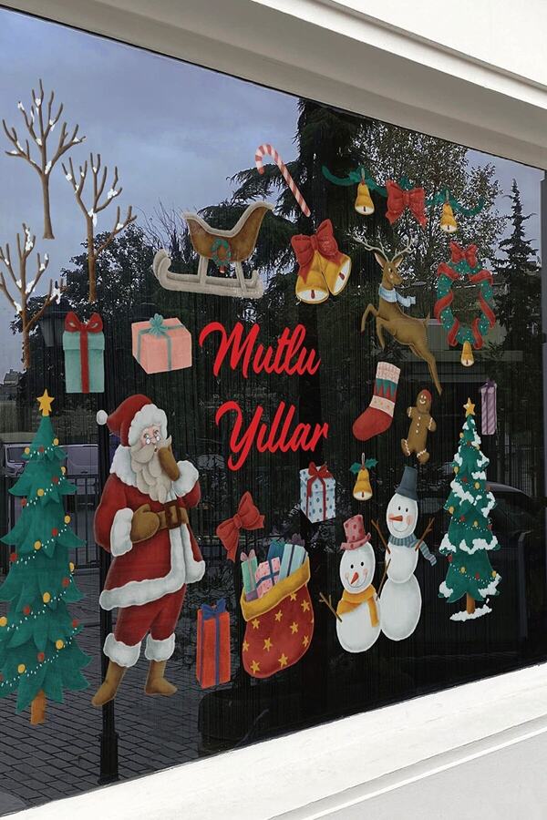 PANDA SOKAĞI 26 Parça Yeniyıl Yılbaşı Noel Baba Yılbaşı Ağaçlı Sticker Çıkartma Seti
