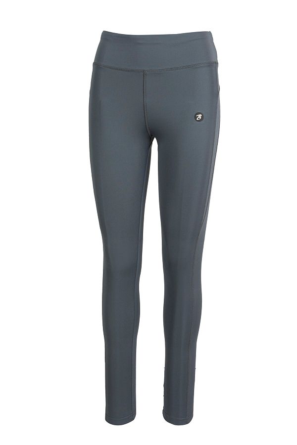 BSM-Women's Gray High Waist Seamless Zippered Mini Pocket Detailed Sports Leggings 1