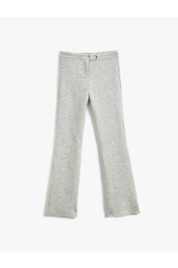 Koton-Wide Leg Trousers Quilted Soft Textured Buttons 1