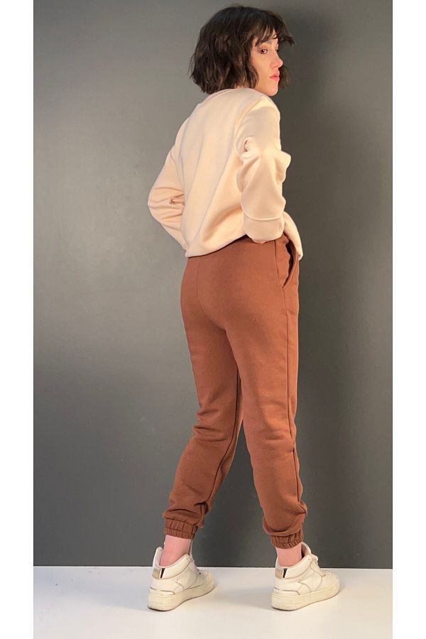 FEMME Basic Collar Sweat Leg Elastic Waist Tracksuit Set Trendyol