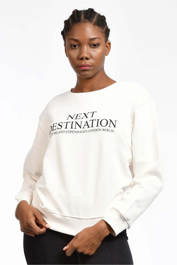 Cotton Candy-Women's Sweatshirt with Writing on the Front - White 1