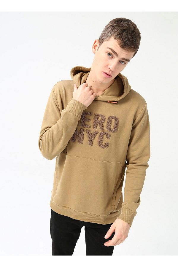 Aeropostale-Bluza męska z kapturem i haftem w kolorze ciemnobeżowym E-urban 1