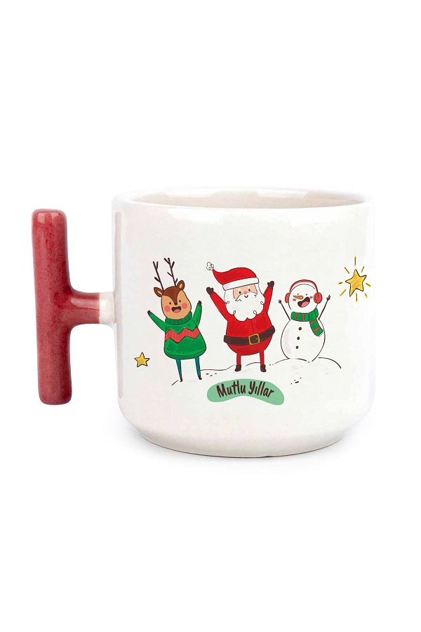 PEGO-Santa Claus Ho Ho Ho Cream Shiny Mug (red Handle) 1