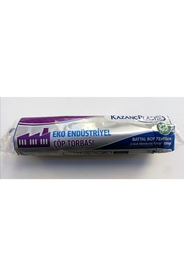 KAZANÇ-Plastic Eco Industrial Battal Garbage Bag 2 Layers Black 48 Mic 300 Gr 72 X 95 Cm Box 1
