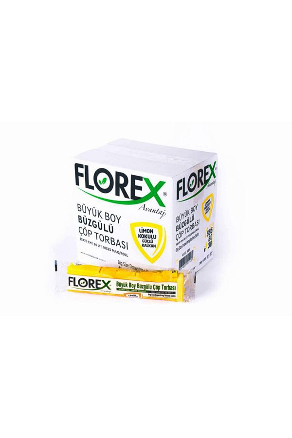 Florex-Lemon Scented Drawstring Large Size Garbage Bag 130 Gr 1 Box (250 Pieces) 1
