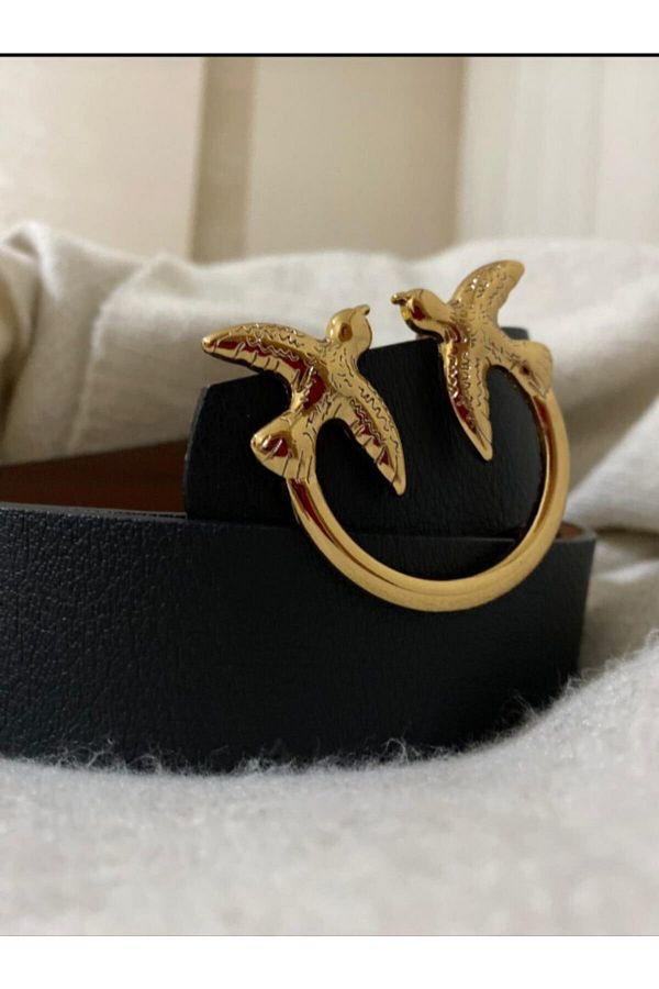 Kemerim Women s Double Bird Patterned Gold Buckle Belt Trendyol