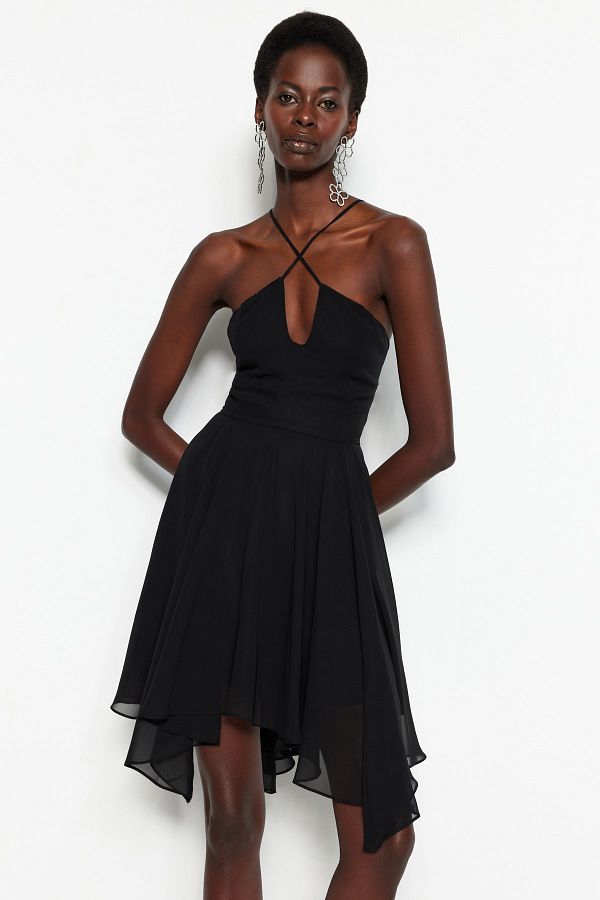 Black chiffon dress short store