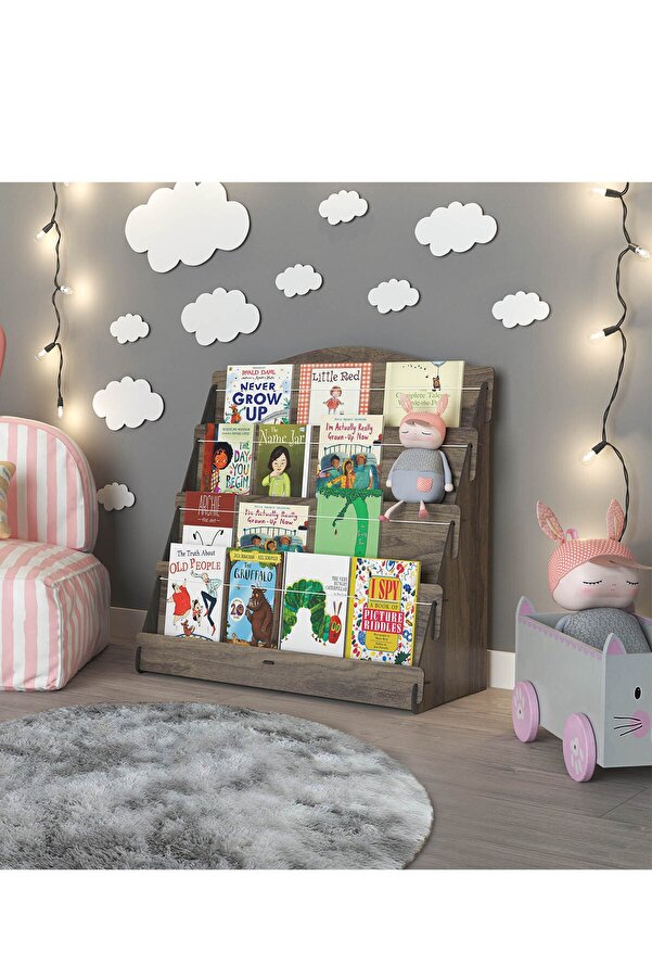 Mingitav Lucky Montessori Ahşap Çocuk Odası 4 Raflı Kitaplık