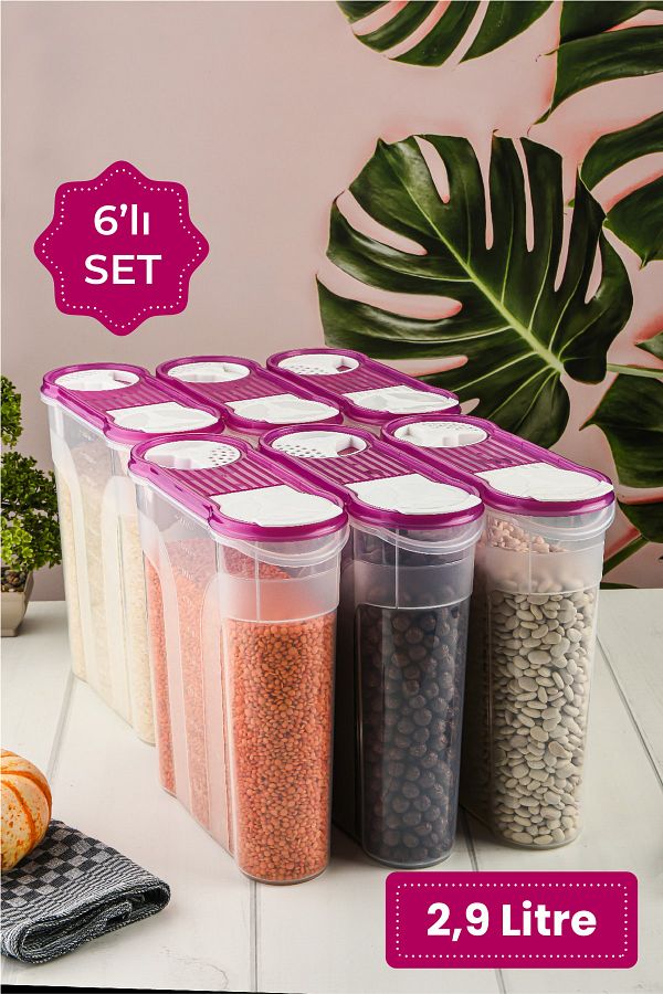 Vienev-Set of 6 Food Containers 2900 Ml Purple 1