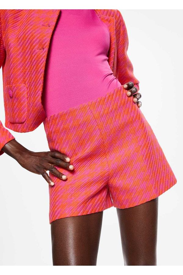 MANGO Woman-Houndstooth Patterned Shorts 1