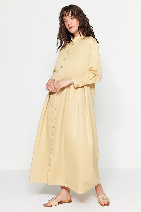 Gelbes hemdblusenkleid Clearance